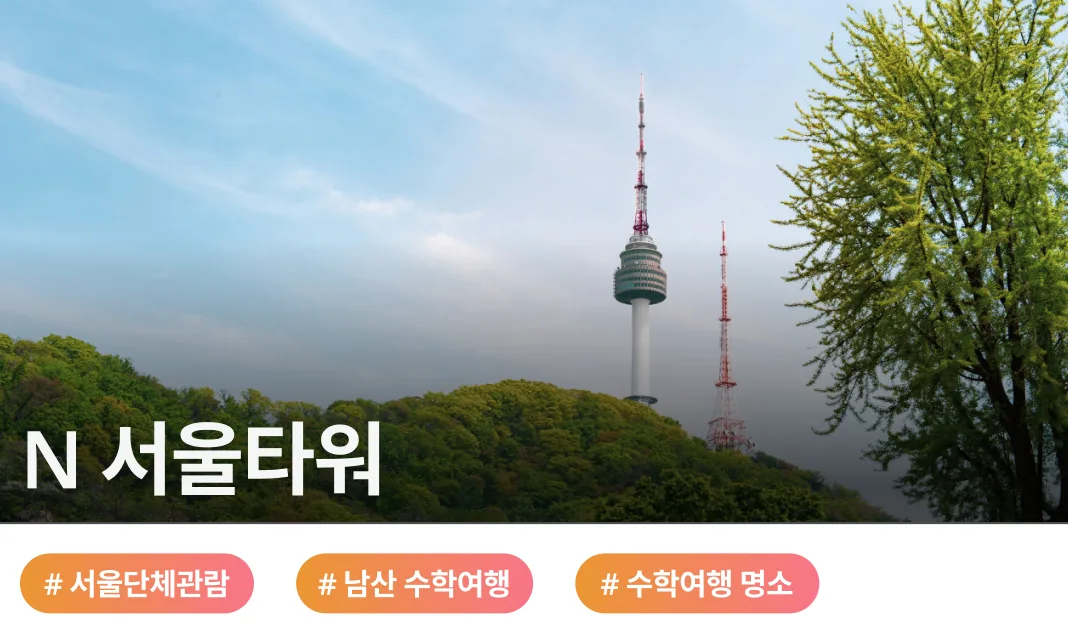 남산 정상에 자리한 N서울타워와 서울 도심 전경